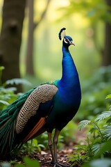 A beautiful peacock displaying its vibrant image