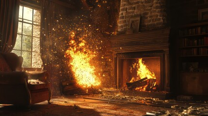 Cozy Fireplace Interior Scene