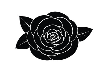 Silhouette design of a cluster of a camellia flower vector art illustration.eps