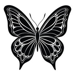 "Elegant Butterfly Silhouette Vector – Minimalist Black and White Design"