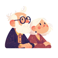 Vector design of two couples of old man and old woman characters