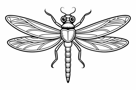 coloring page line art the dragonfly black vector