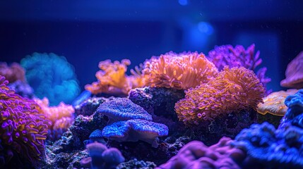 Vibrant coral reef aquarium exhibit