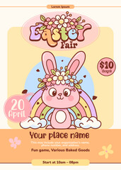 Colorful Easter Fair Poster with Cute Bunny