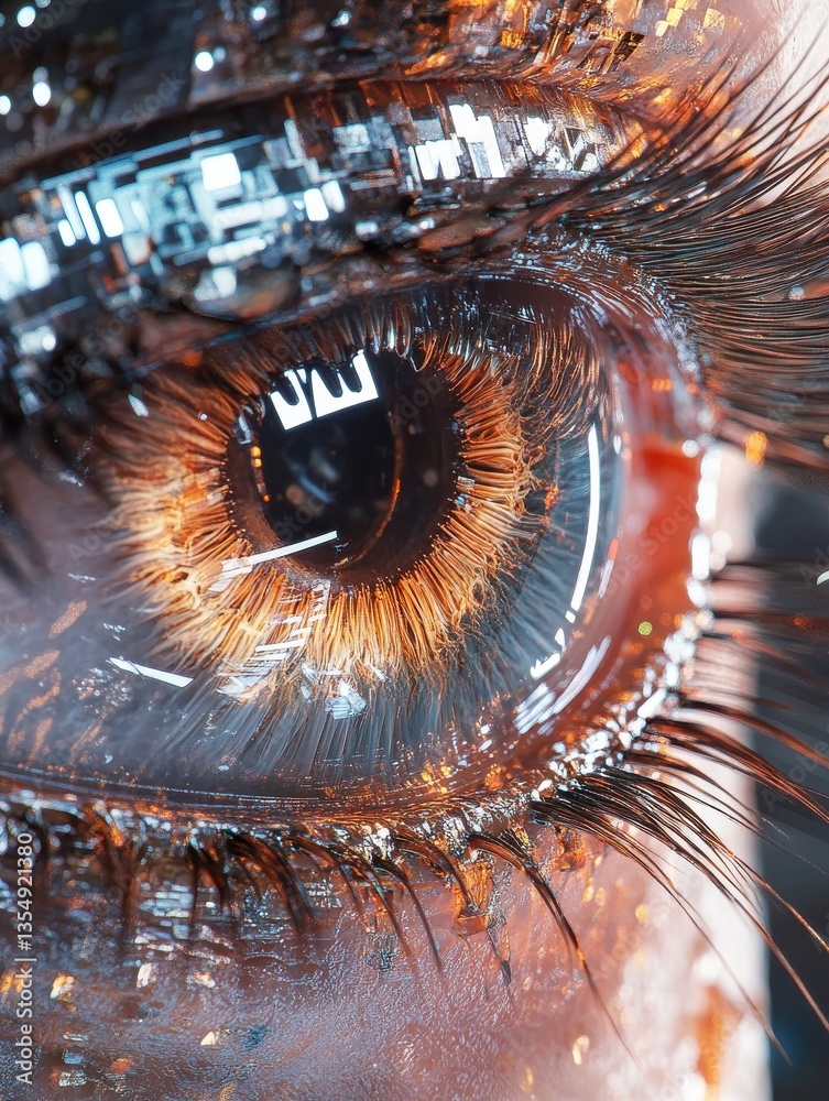 Poster eye of futuristic and innovative imagery ai and automation use of artificial intelligence and automa