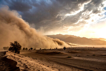 Epic Desert Dust Storm at Sunset - Dramatic Landscape Photography