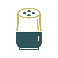Smart home speaker with virtual assistant icon