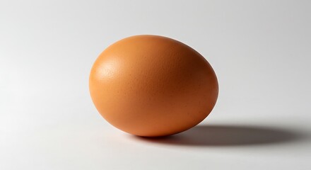Single Brown Egg on White Background Stock Photo