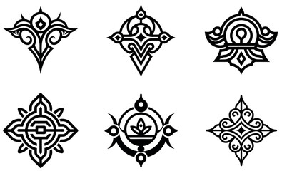 Ornamental Frieze black and white tribal design elements.