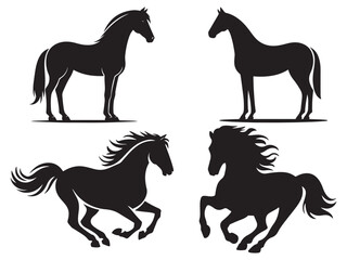 horse silhouettes set