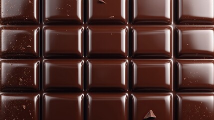 Obraz premium Glossy 3D chocolate bar featuring smooth square segments, deep rich brown texture, indulgent design, isolated on transparent background for confectionary art.