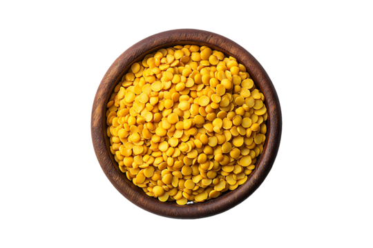 Toor Dal Isolated on White and Transparent Background PNG Image.