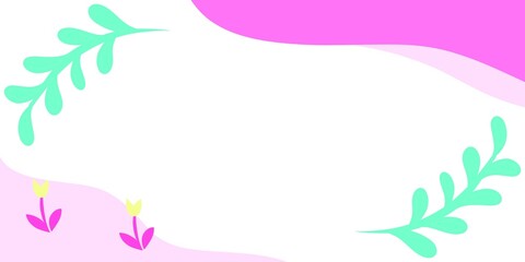 Frame with flowers and leaves. Nature frame. Floral border with copy space