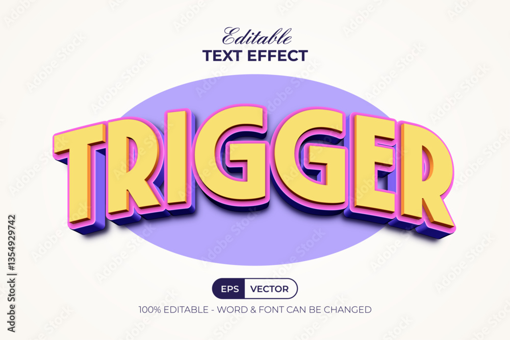 Poster trigger text effect 3d curved style. editable text effect.