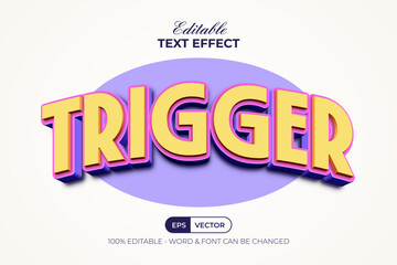 Trigger Text Effect 3D Curved Style. Editable Text Effect.