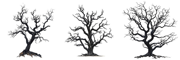 Artistic depiction of gnarled trees outdoor setting nature scene