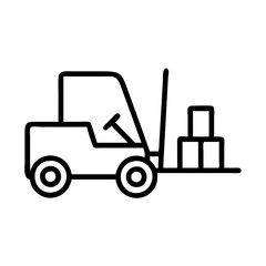 Naklejka premium forklift carrying a stack of boxes outline icon, isolated vector illustration
