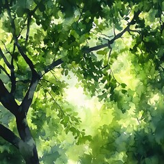 Vibrant spring greenery flourishing around an isolated tree