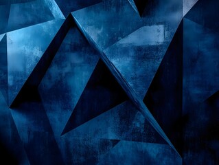 Vivid abstract geometric composition in shades of blue and black