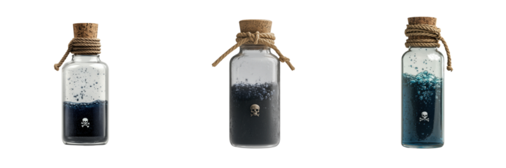 Mysterious potion bottles laboratory photography dark close-up alchemy