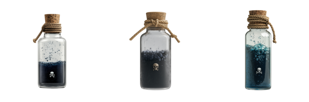 Mysterious potion bottles laboratory photography dark close-up alchemy