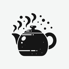 Obraz premium very simple flat and minimalist Boiling Kettle silhouette in black on a white background