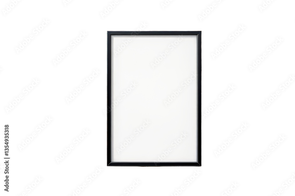 Poster minimalist black picture frame isolated on a white background, perfect for artwork or photo display.