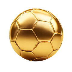 Golden football or soccer ball isolated on transparent background. 3D rendering
