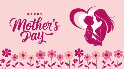 Happy Mother's Day illustration with mother and child.