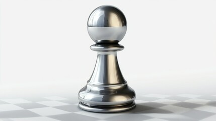 Shiny chess pawn piece with a smooth polished finish, classic clean design, isolated on transparent background for strategy and educational visuals.