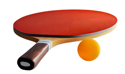 Table Tennis Racket and Ball Isolated on Transparent Background.