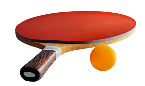 Table Tennis Racket and Ball Isolated on Transparent Background.