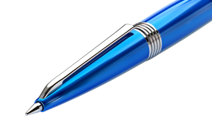 Ballpoint pen with sleek metallic body and removable cap, isolated on a white background