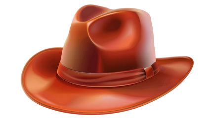 Classic fedora hat with wide brim and creased crown, isolated on a white background