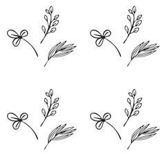 Vector illustration pattern plants in doodle technique