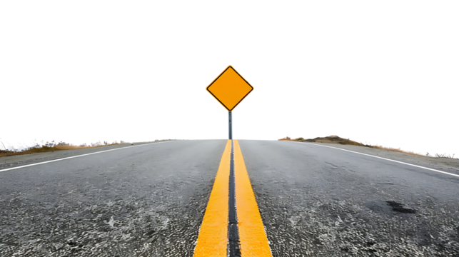 Directional road sign with empty space for custom text, isolated on a white background.