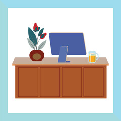 Digital Workspace Aesthetics Vector Art