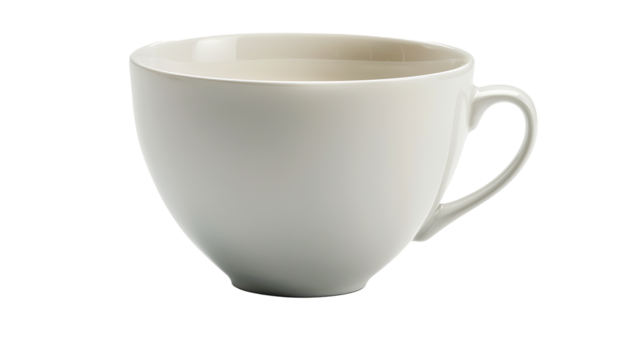 Empty coffee cup with customizable branding space, isolated on a white background