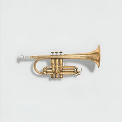 Obraz premium Ornate Gold Trumpet Isolated on White Background Close-up Studio Shot