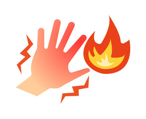 Burned hand and pain icon. Vector.