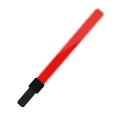 Lit red traffic baton icon. Vector.