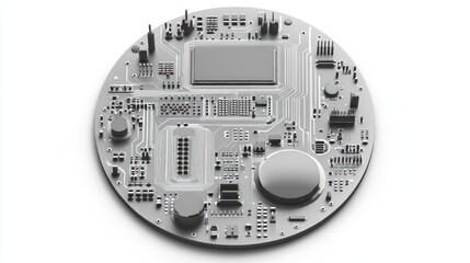Obraz premium Circular Circuit Board, Technology, Innovation, Isolated Background, 3D Rendering, Technical Image, Modern Design, Engineering