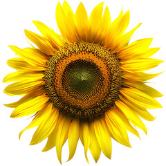 Fototapeta premium Vibrant sunflower with fully bloomed petals, isolated on a white background