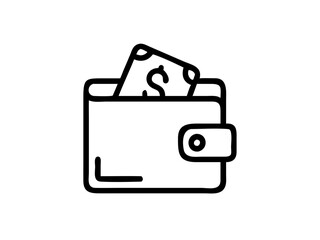 Icon wallet with Cash Illustrating Financial Transactions  