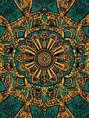 Colorful abstract doodle pattern with Indian influence on black background, abstract, colorful, doodle, pattern