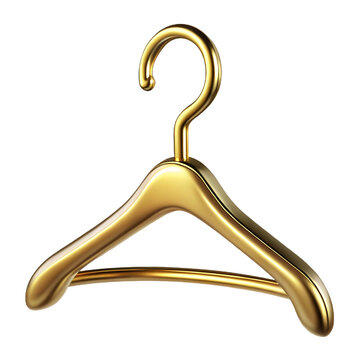 recommend clip art: Golden Clothes Hanger 3D Render on Transparent Background