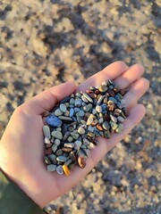 Colorful pebbles on a sunny day by the sea
