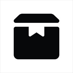 A simple filled box icon representing products, deliveries, or packaging.