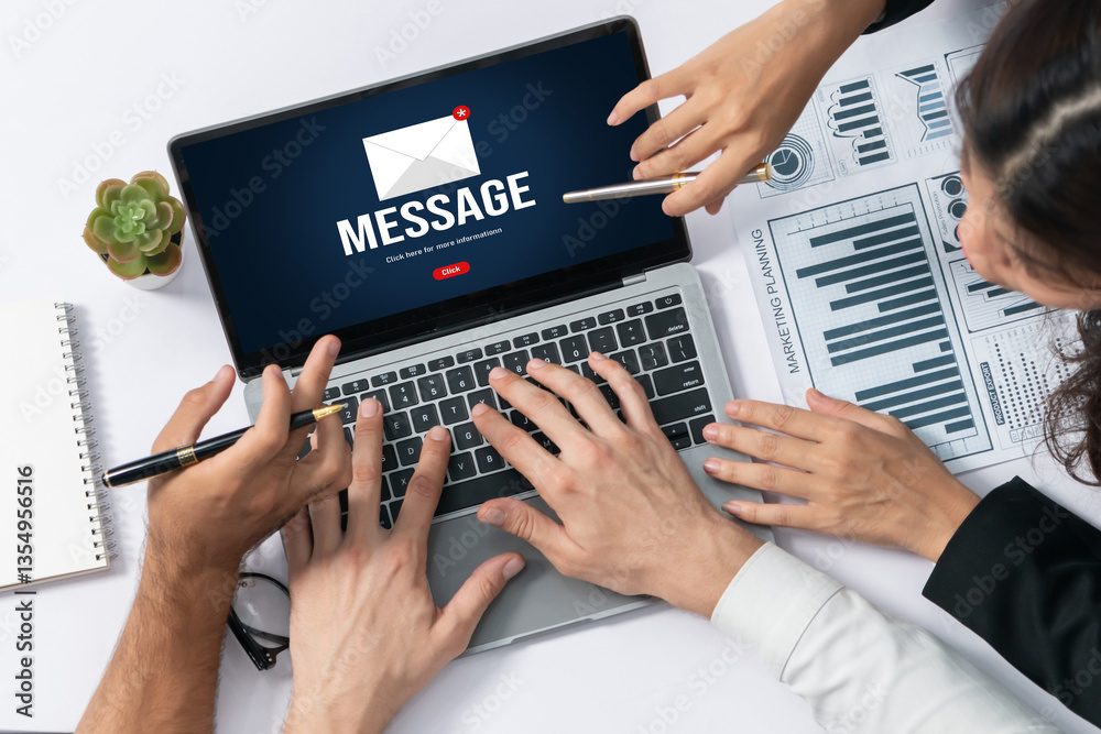 Aufkleber Email notification message showing on computer screen brisk. Digital marketing message information text from business to customer client