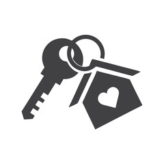 Professional Key and House Keychain silhouette vector design.